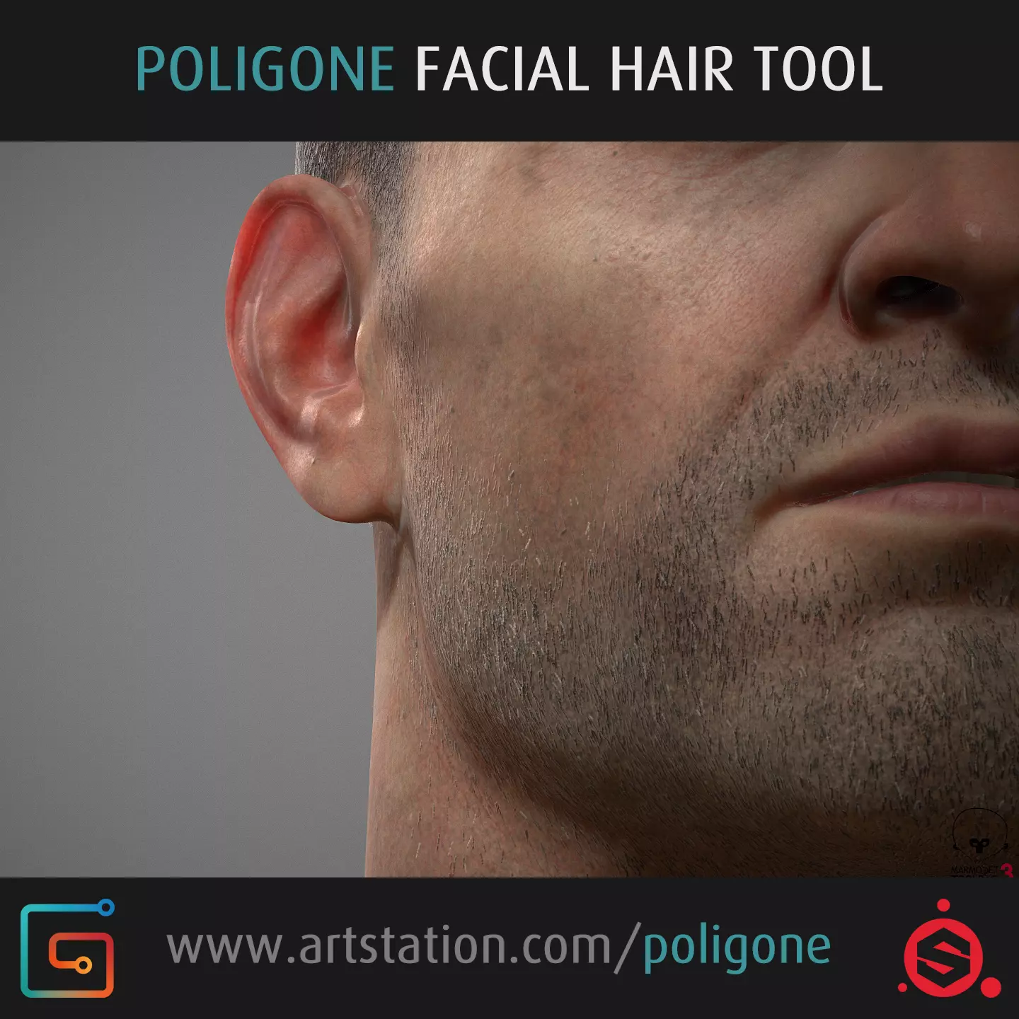 Poligone Facial Hair Tool for Substance Painter 3D model_0