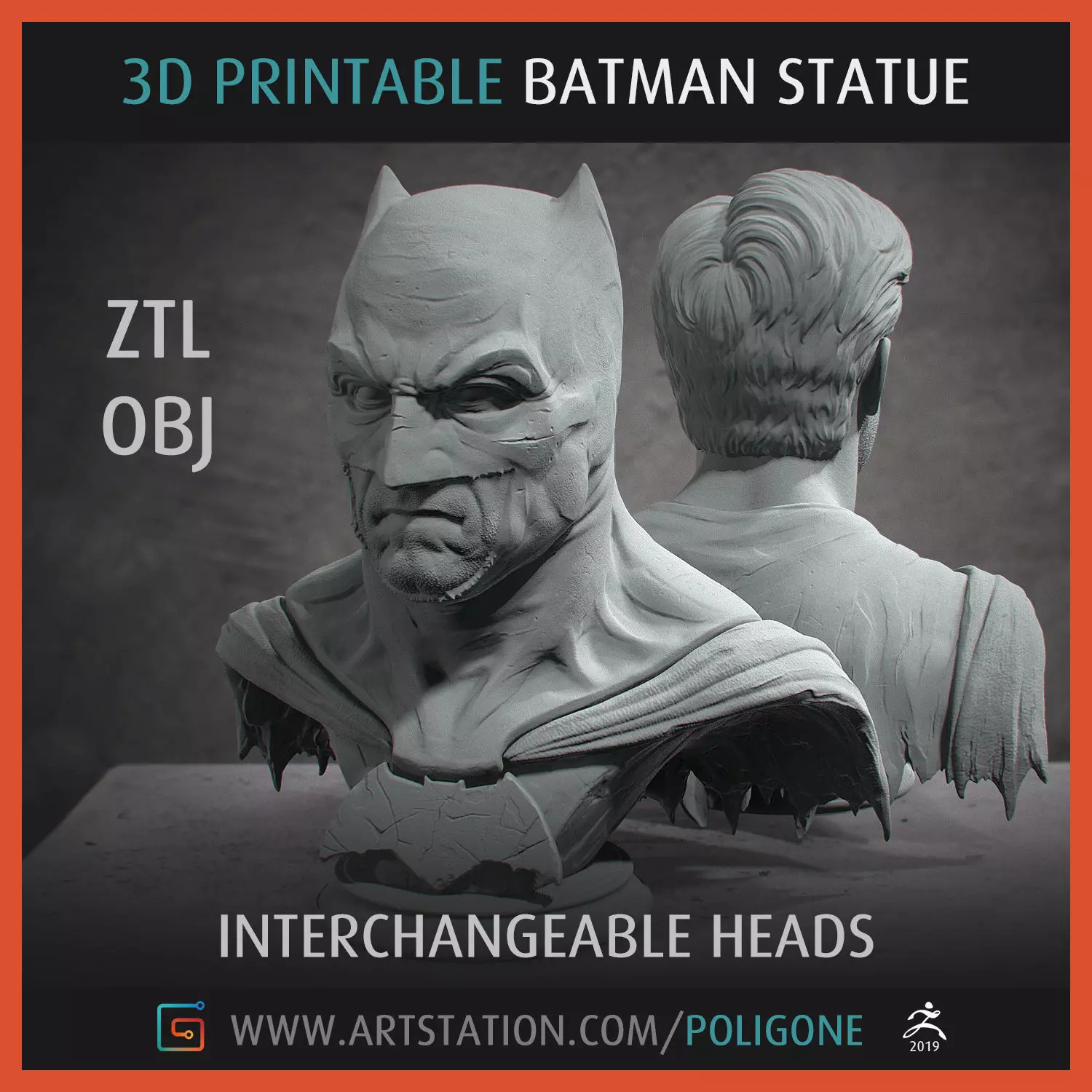 Bat-dude Statue - 3D Printable 3D print model_0