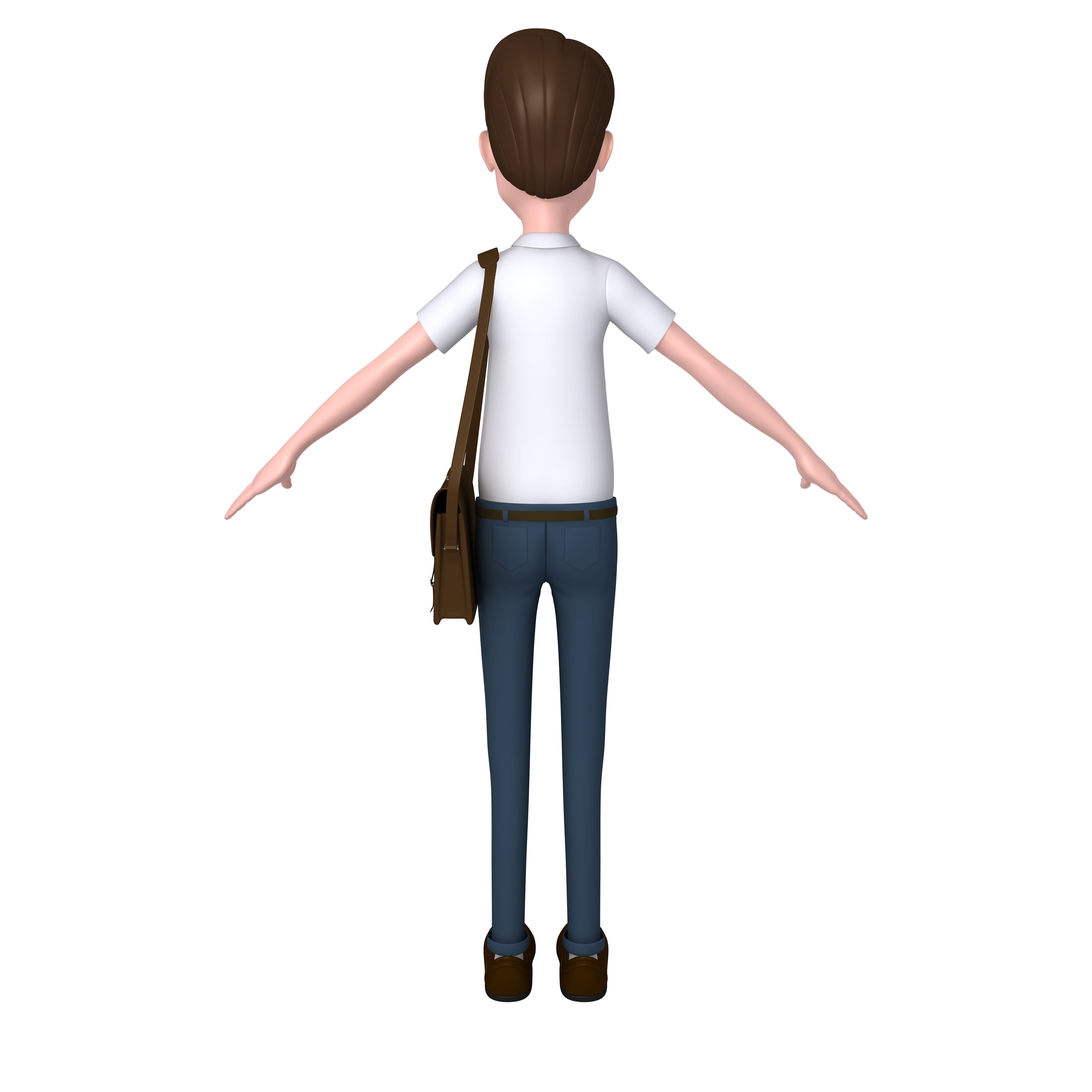 Cartoon Man with Bag 3D model_3