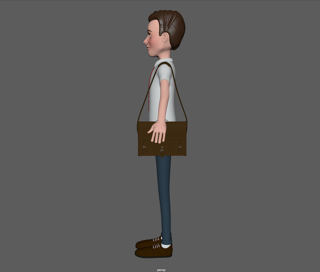 Cartoon Man with Bag 3D model_11