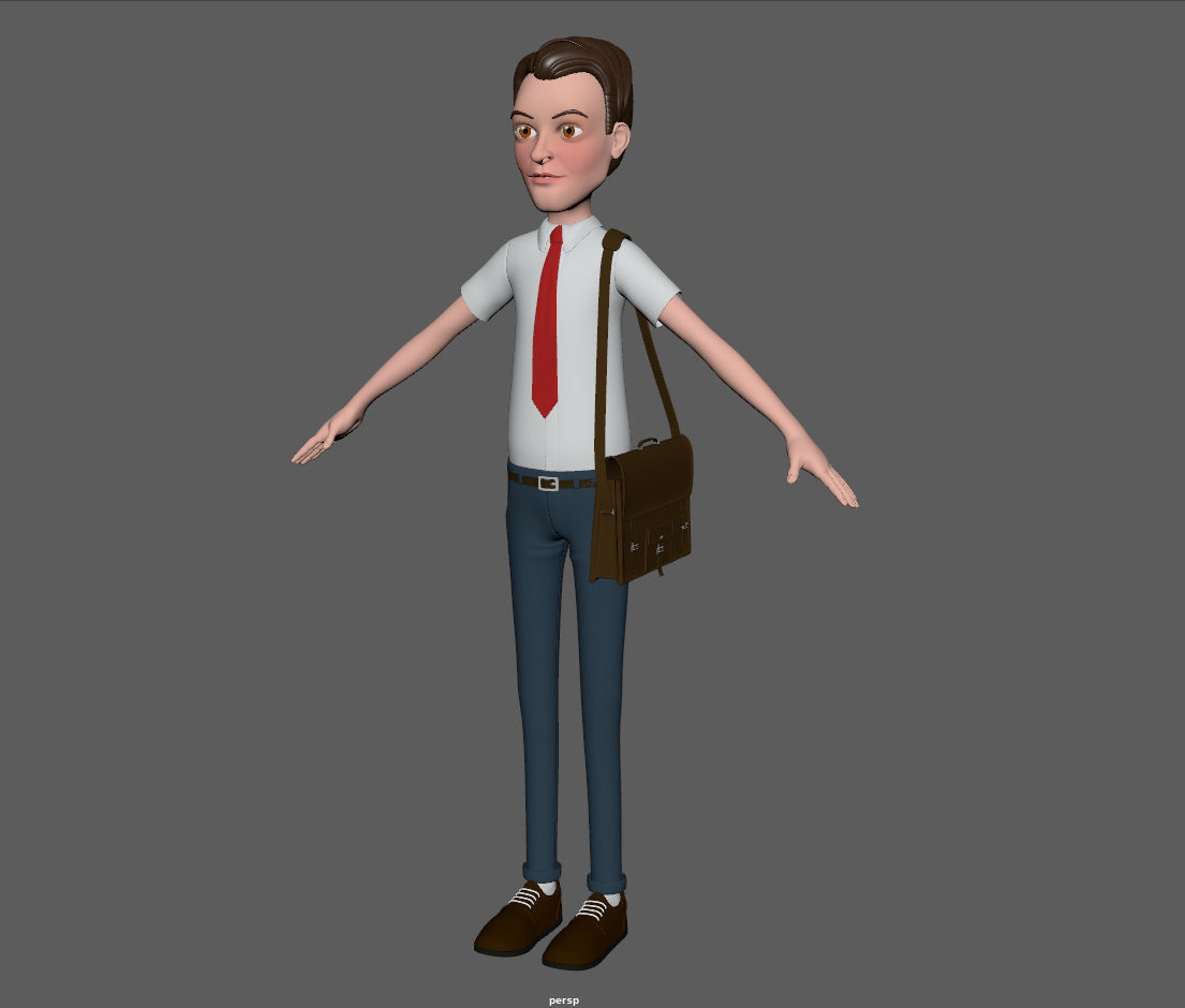 Cartoon Man with Bag 3D model_14