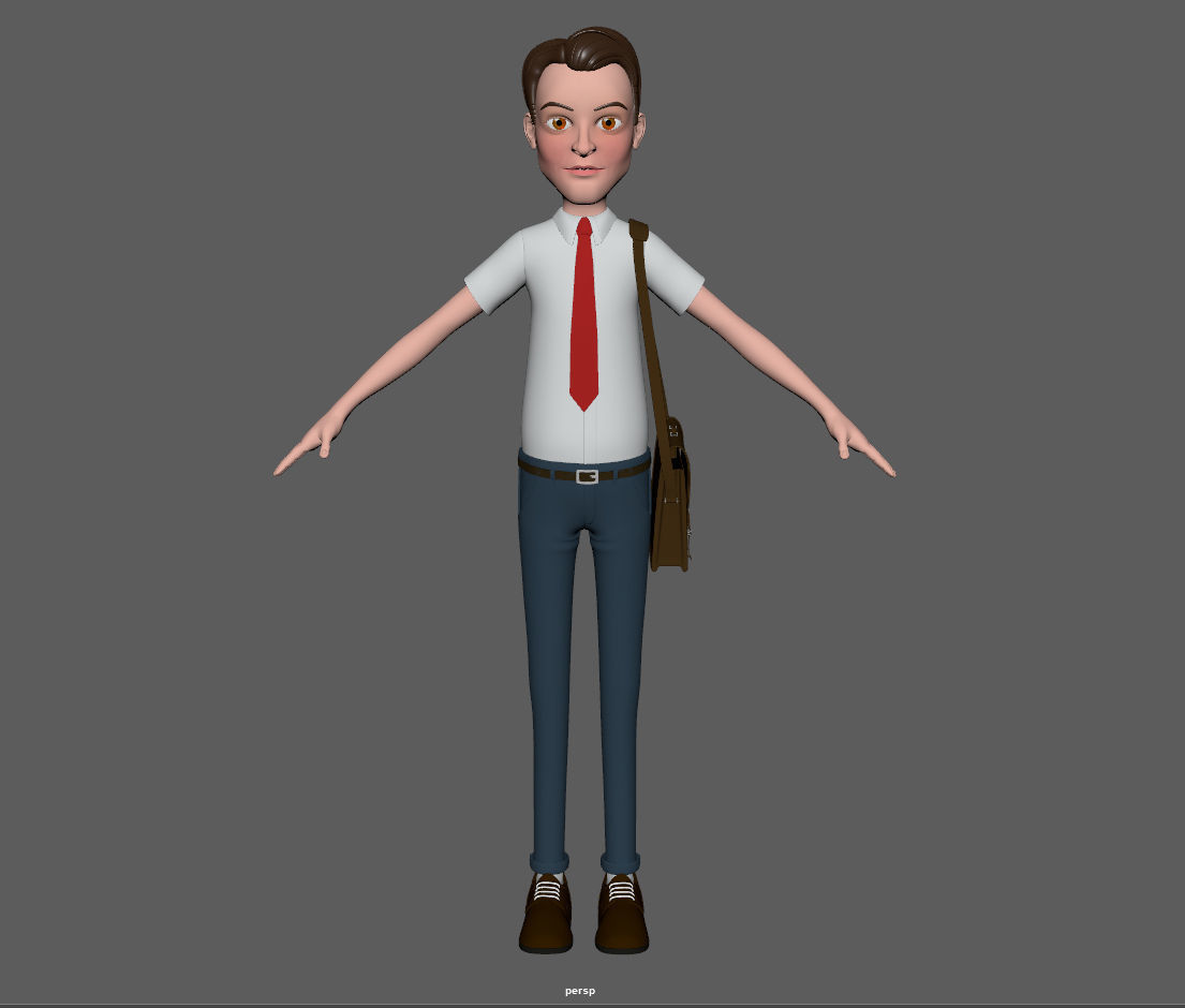 Cartoon Man with Bag 3D model_10