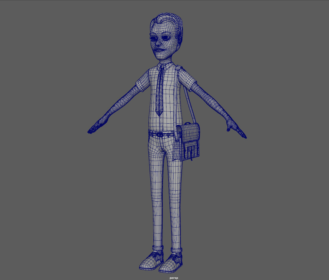 Cartoon Man with Bag 3D model_16