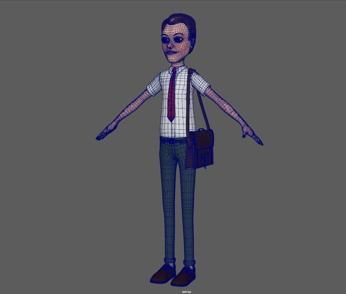 Cartoon Man with Bag 3D model_15