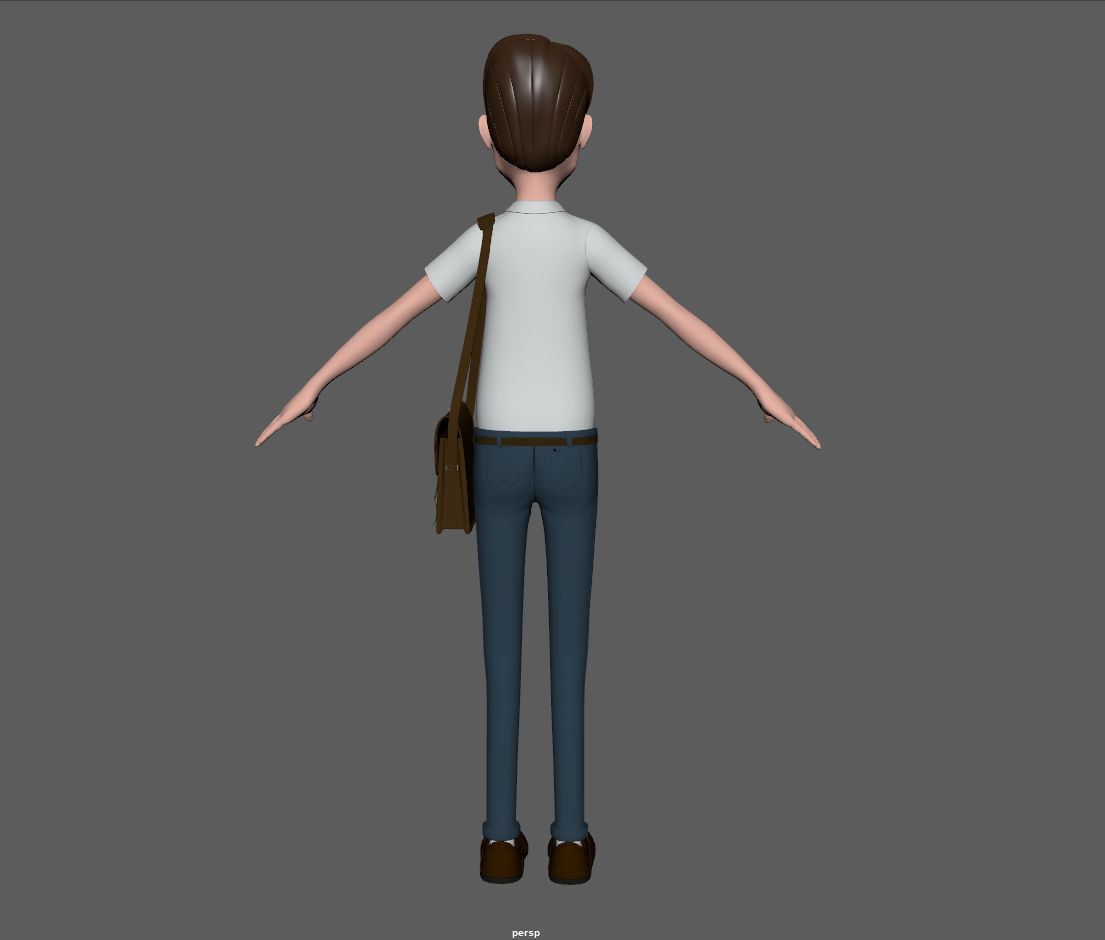 Cartoon Man with Bag 3D model_13