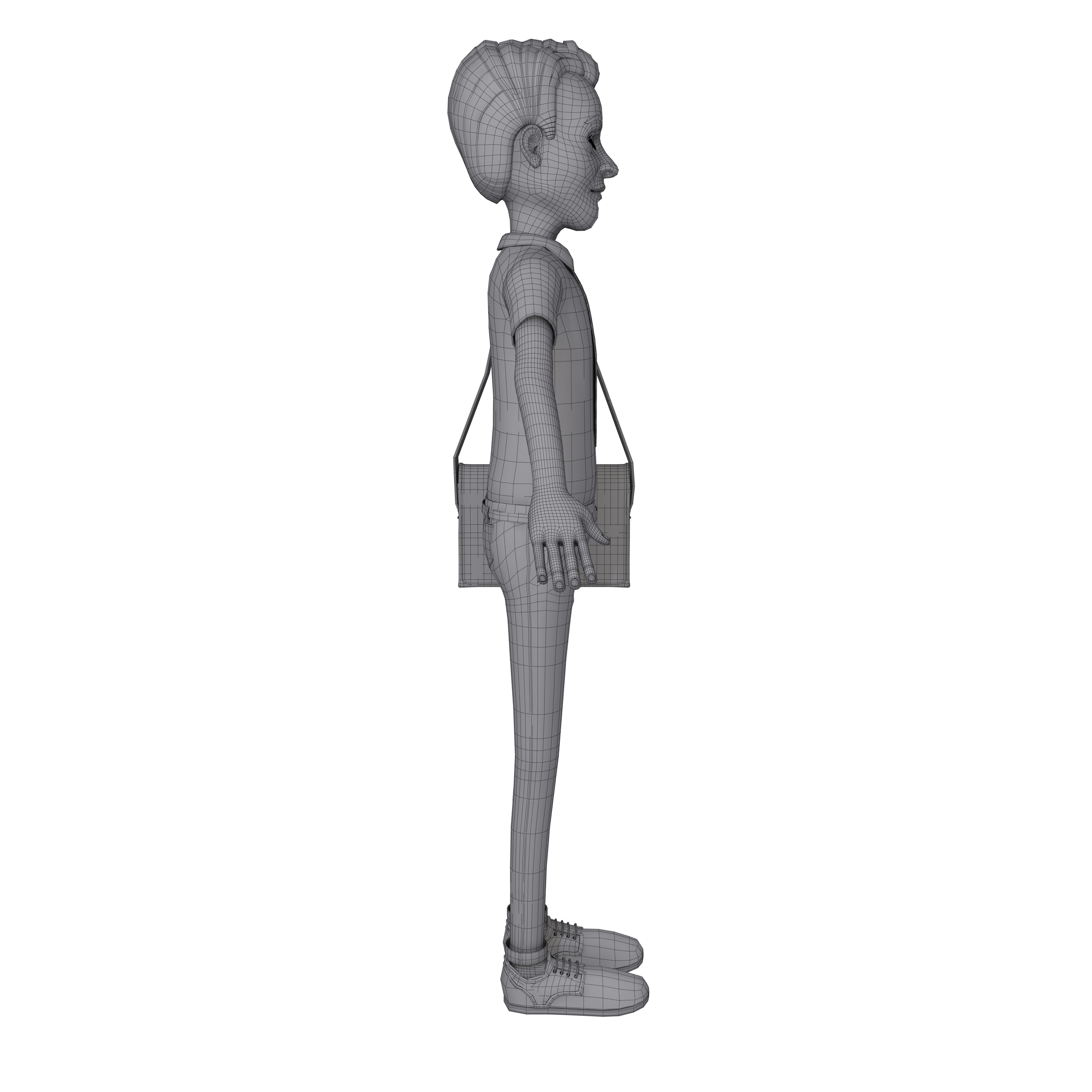 Cartoon Man with Bag 3D model_8