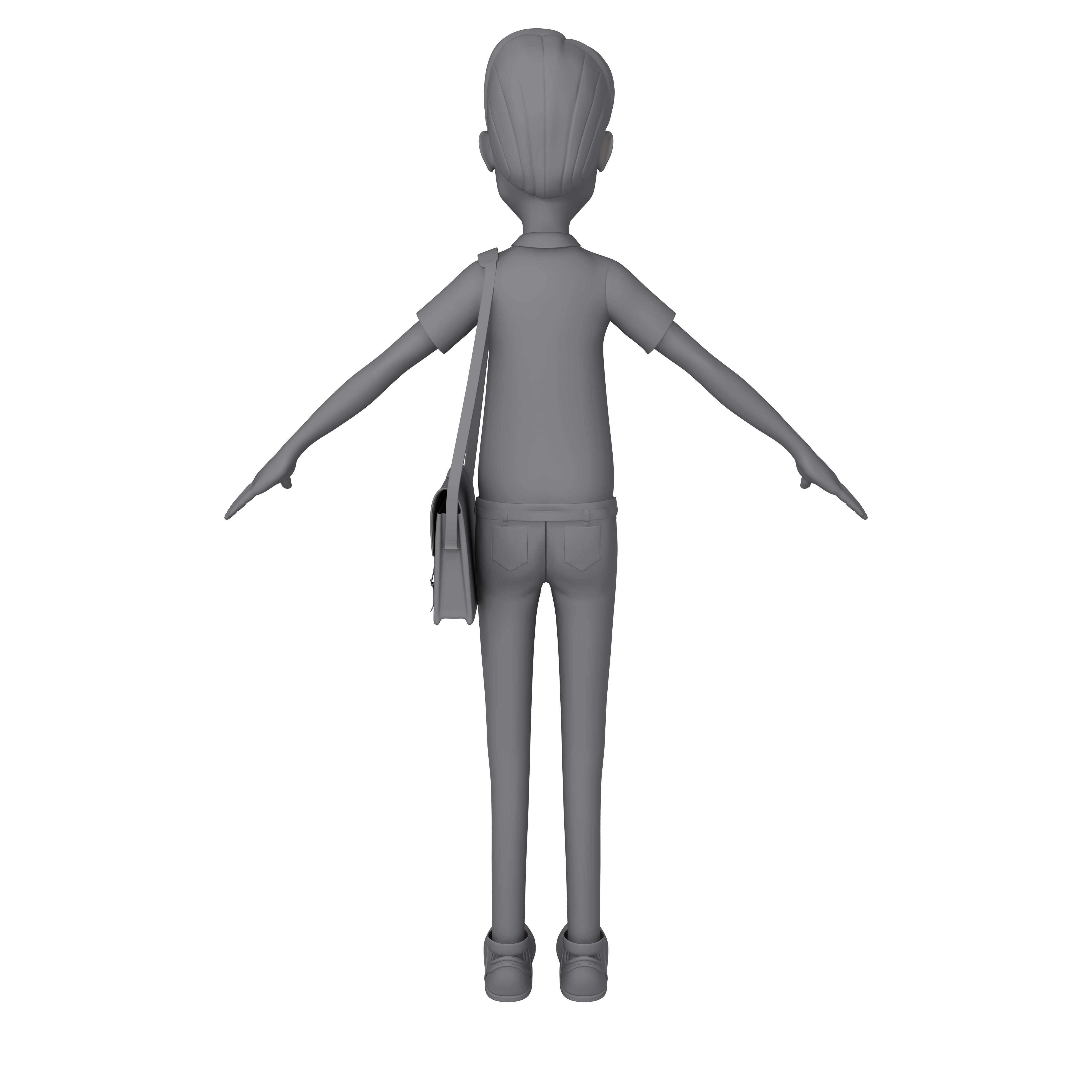 Cartoon Man with Bag 3D model_6