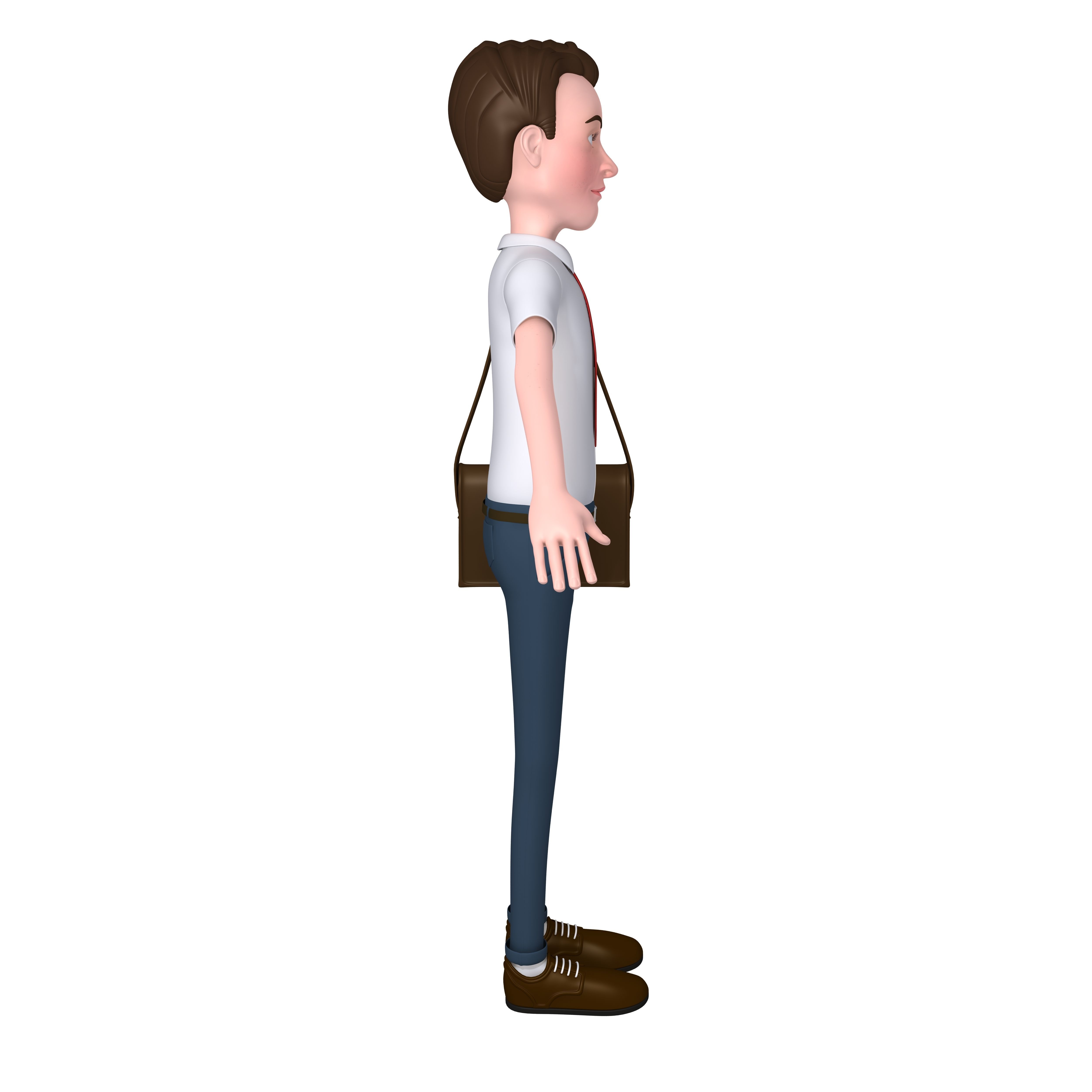 Cartoon Man with Bag 3D model_2