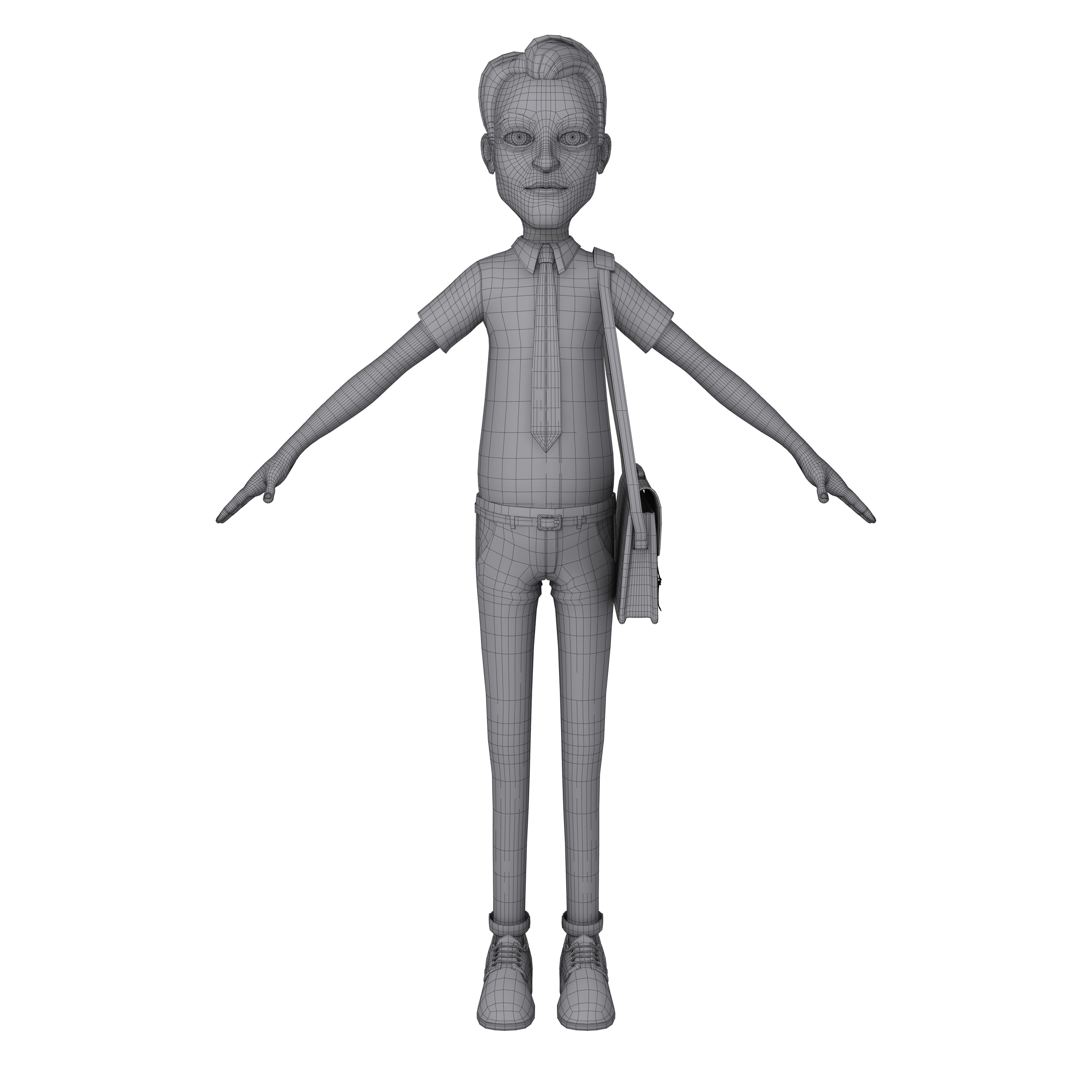 Cartoon Man with Bag 3D model_7