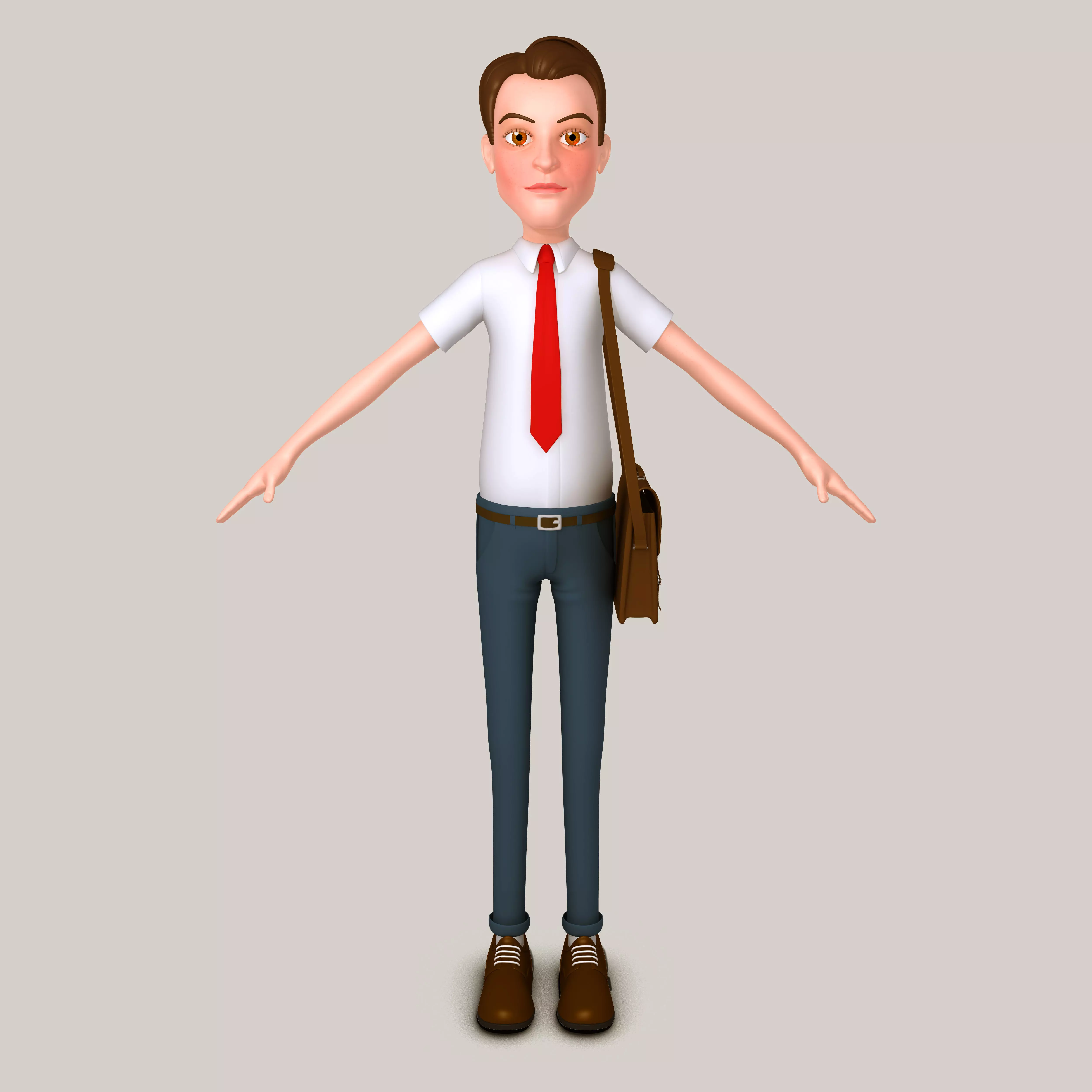 Cartoon Man with Bag 3D model_0