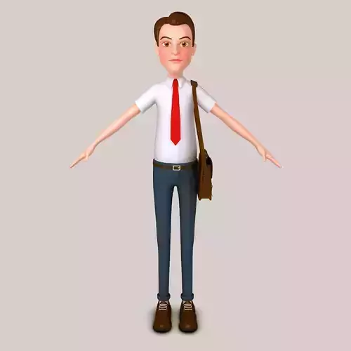 Cartoon Man with Bag 3D model