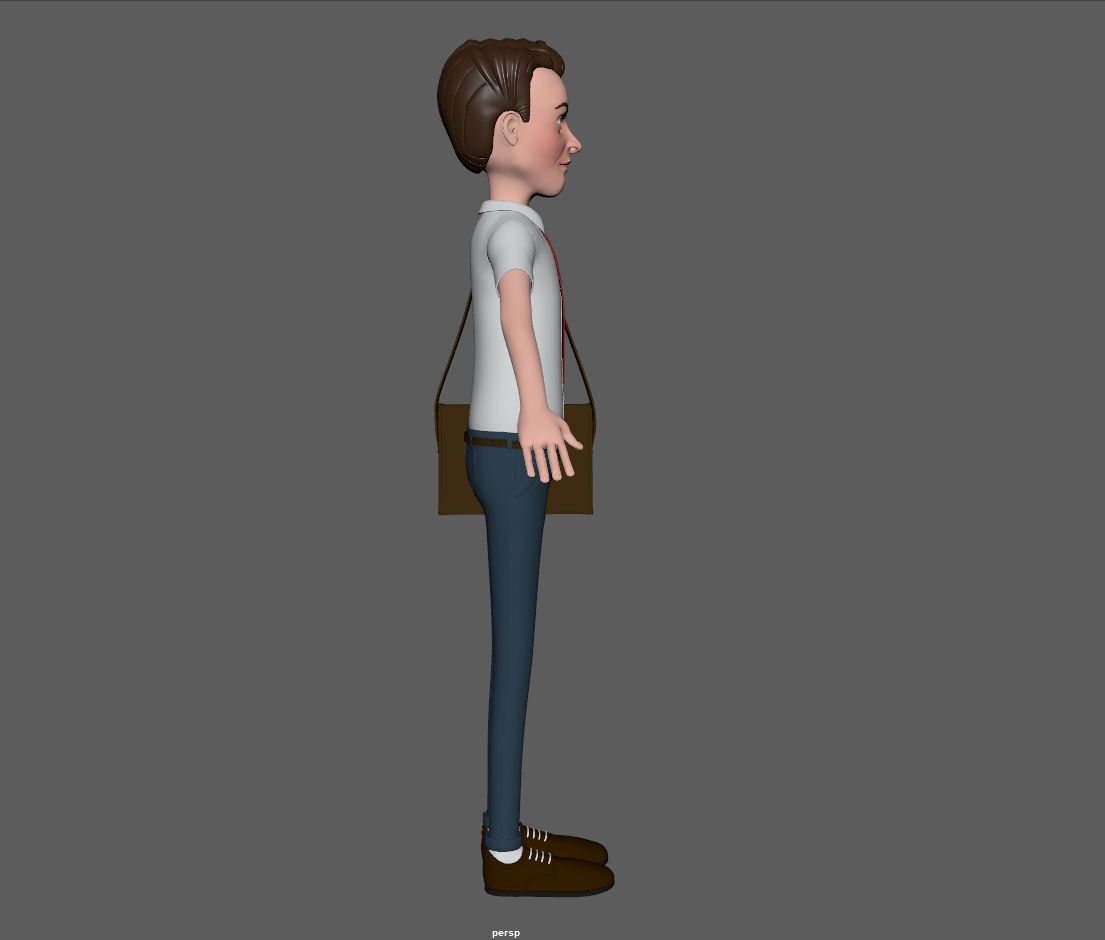 Cartoon Man with Bag 3D model_12