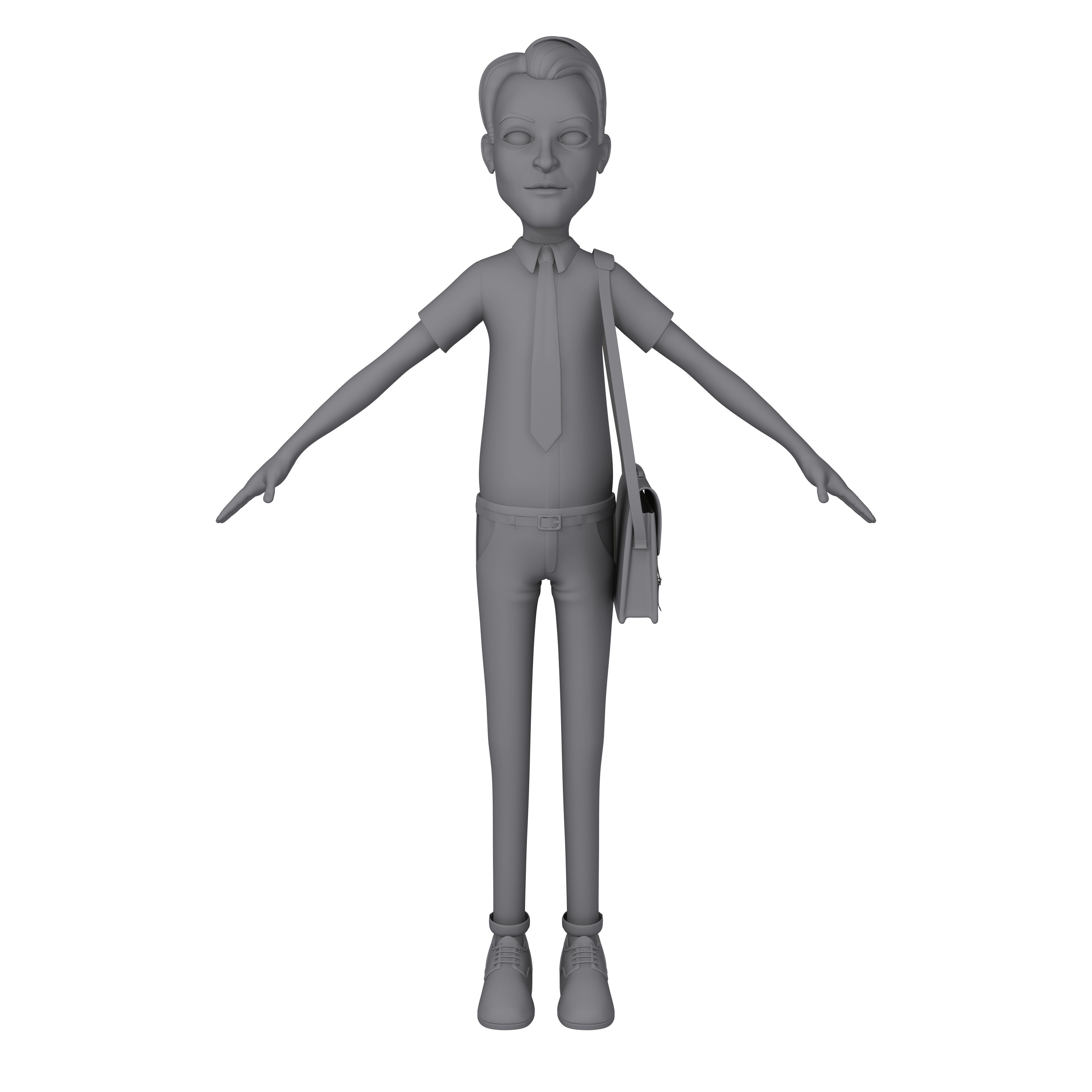 Cartoon Man with Bag 3D model_4