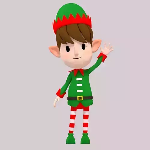 Cartoon Elf Boy Low-poly 3D model