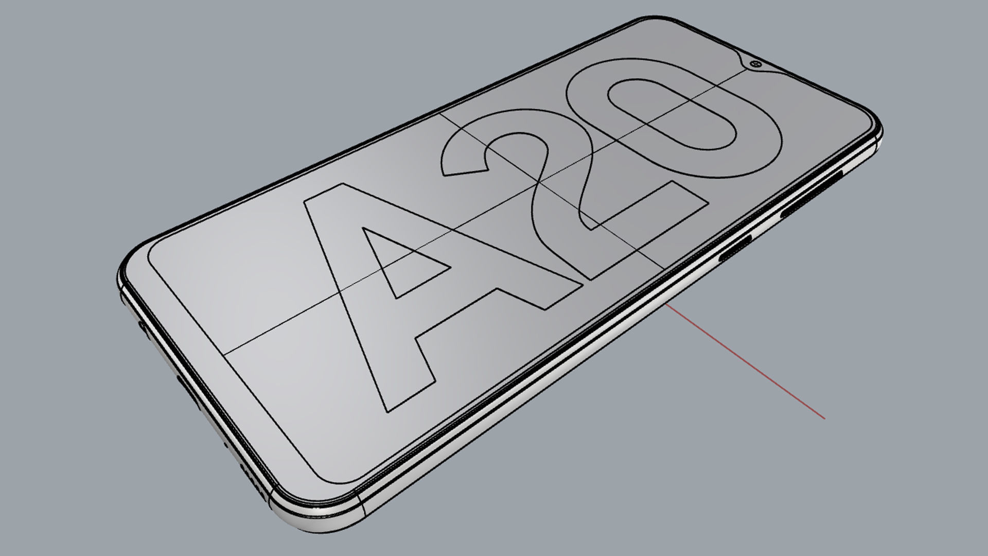 Samsung Galaxy A20 Red 3D model_20