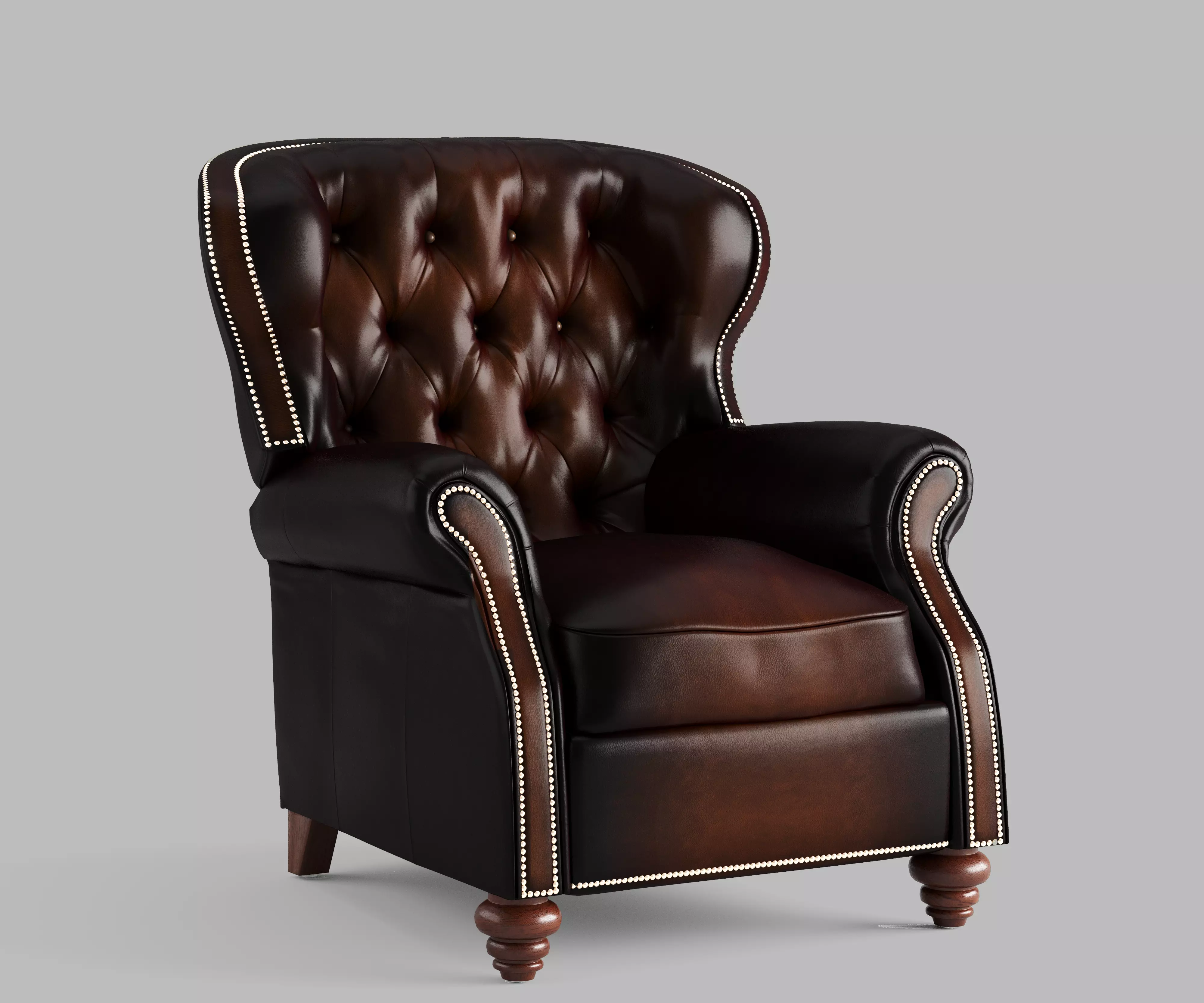 Classic Leather Armchair Low-poly 3D model_0