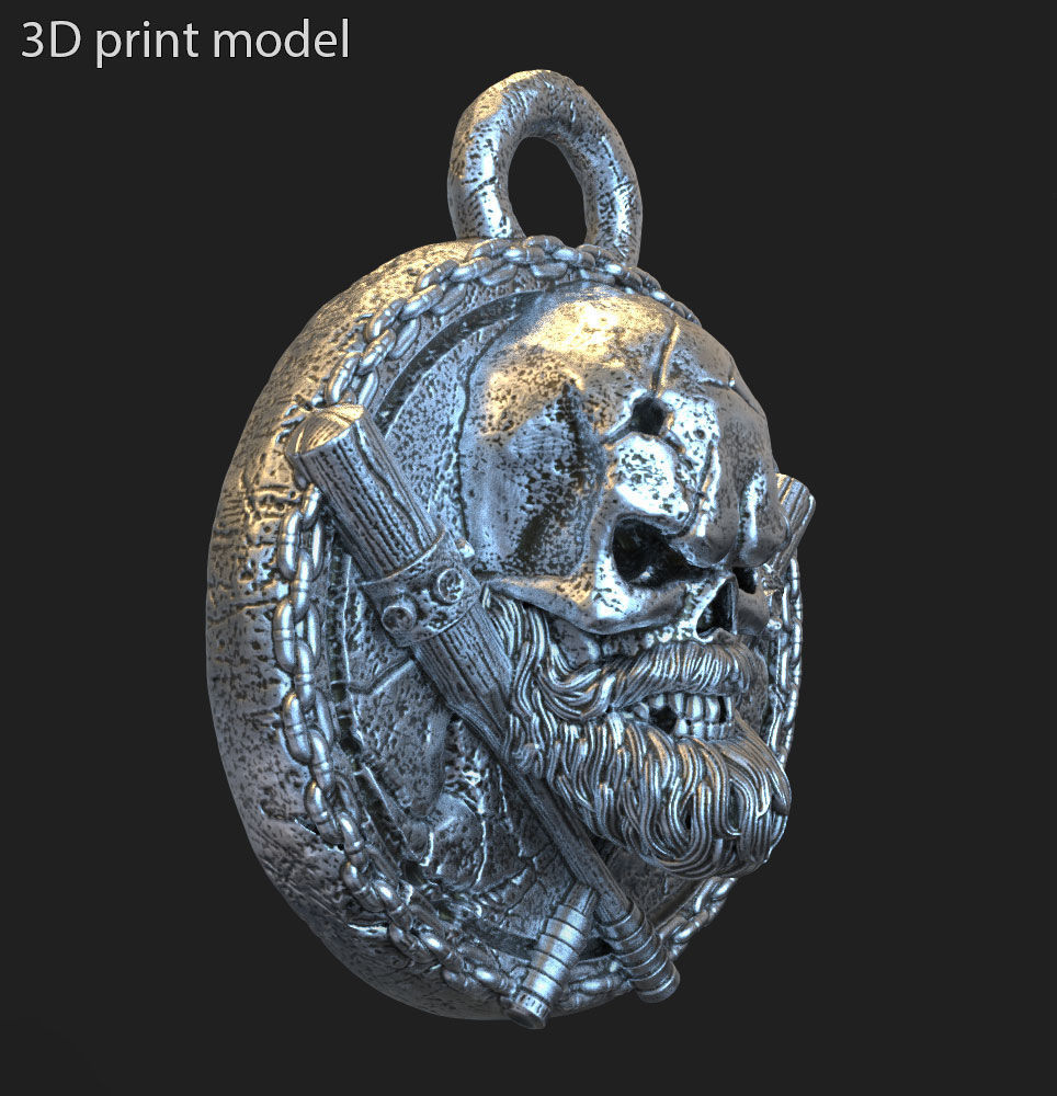Skull pendant jewelry gangster vol3  3D print model_3