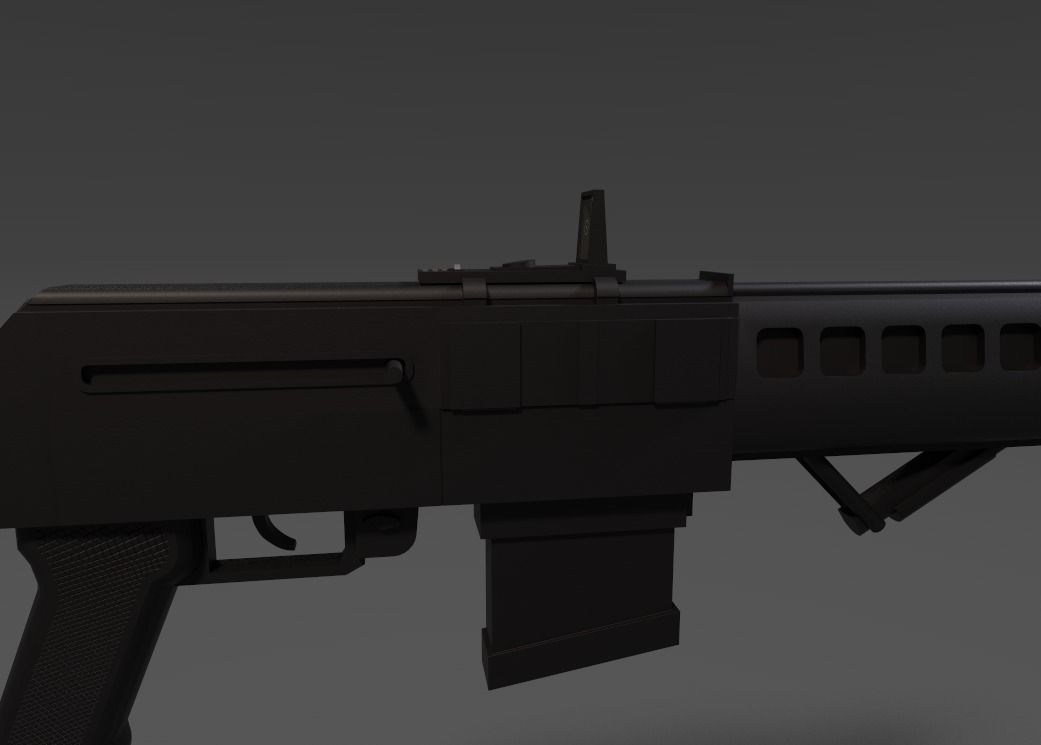 Rail Gun Assault Rifle- AK Inspired Design Low-poly 3D model_4