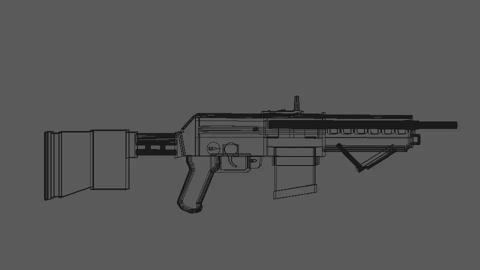 Rail Gun Assault Rifle- AK Inspired Design Low-poly 3D model_0