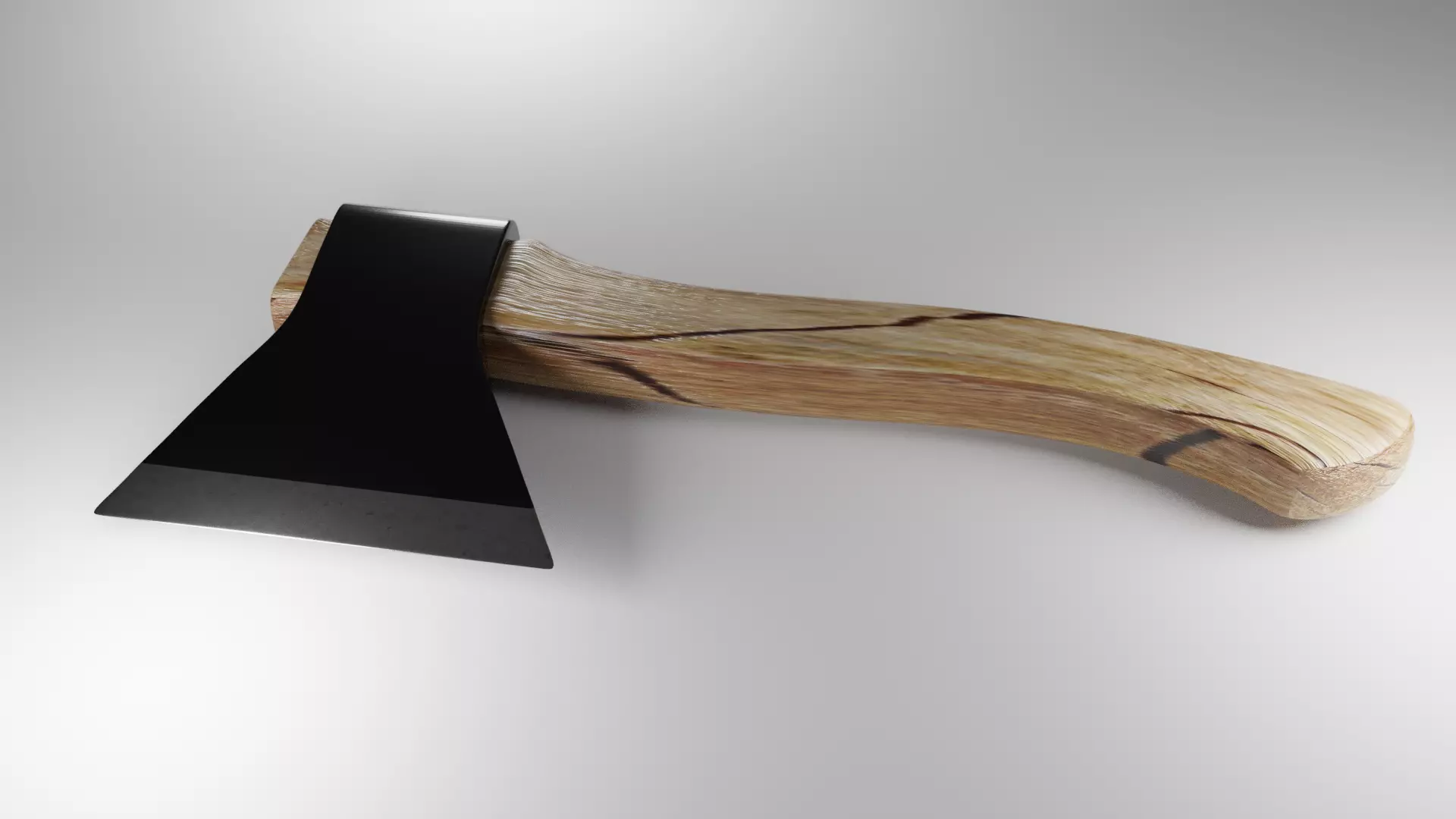 Topor wooden axe with handle 3D model