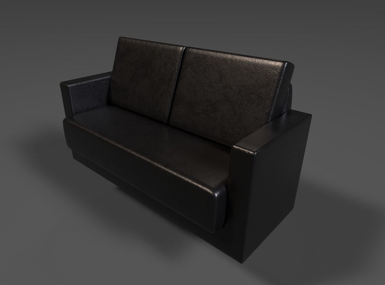 Leather Sofa Low-poly 3D model_2