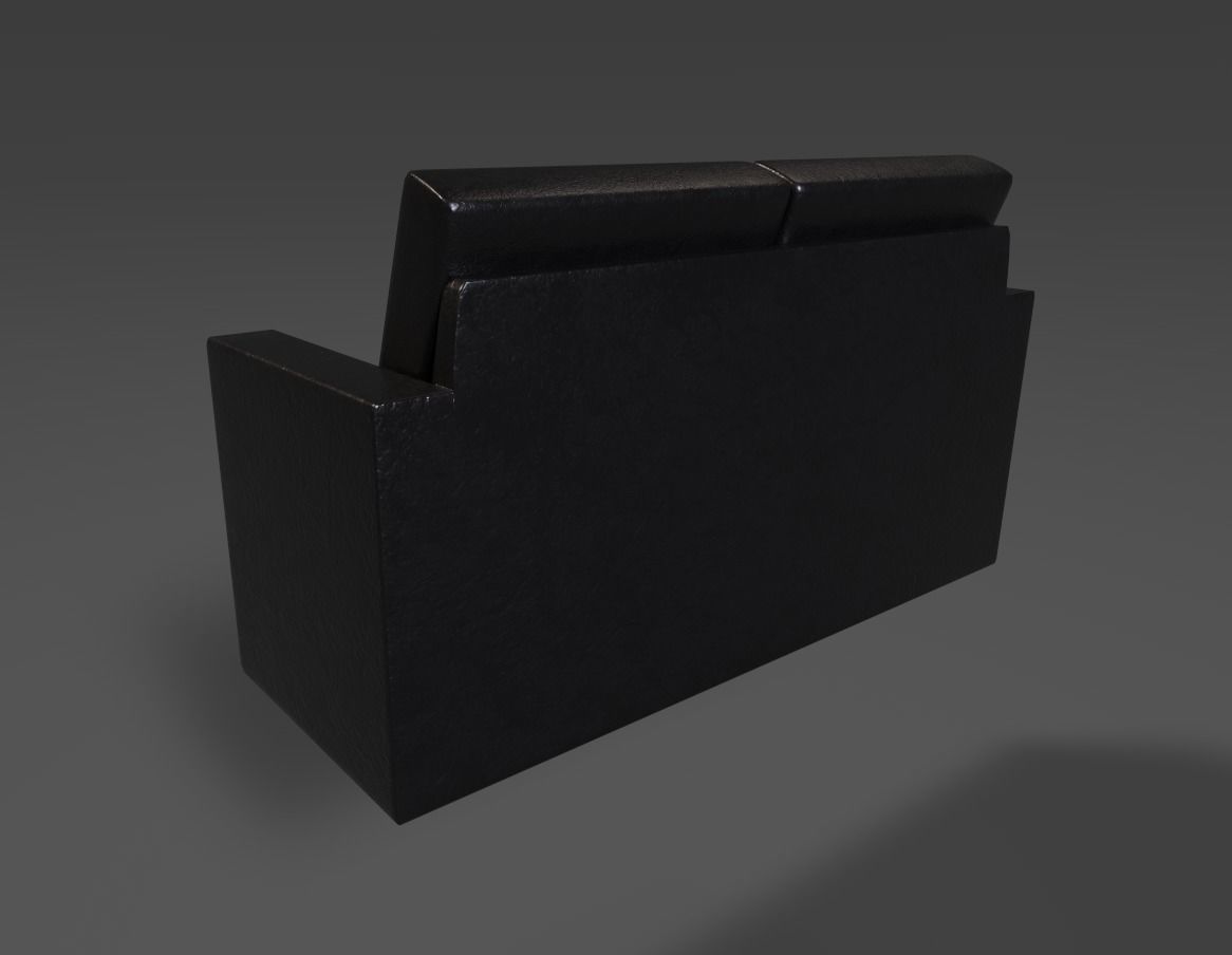 Leather Sofa Low-poly 3D model_7