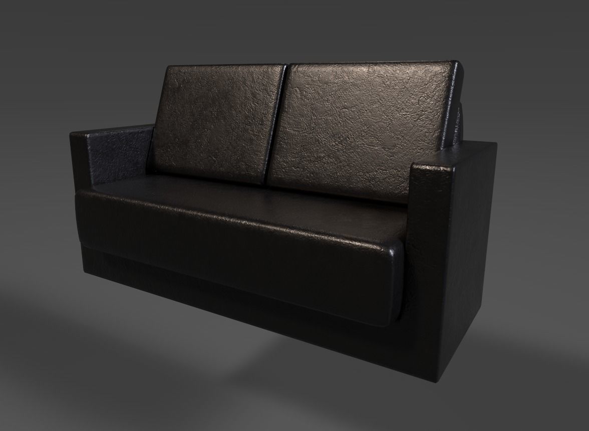 Leather Sofa Low-poly 3D model_5