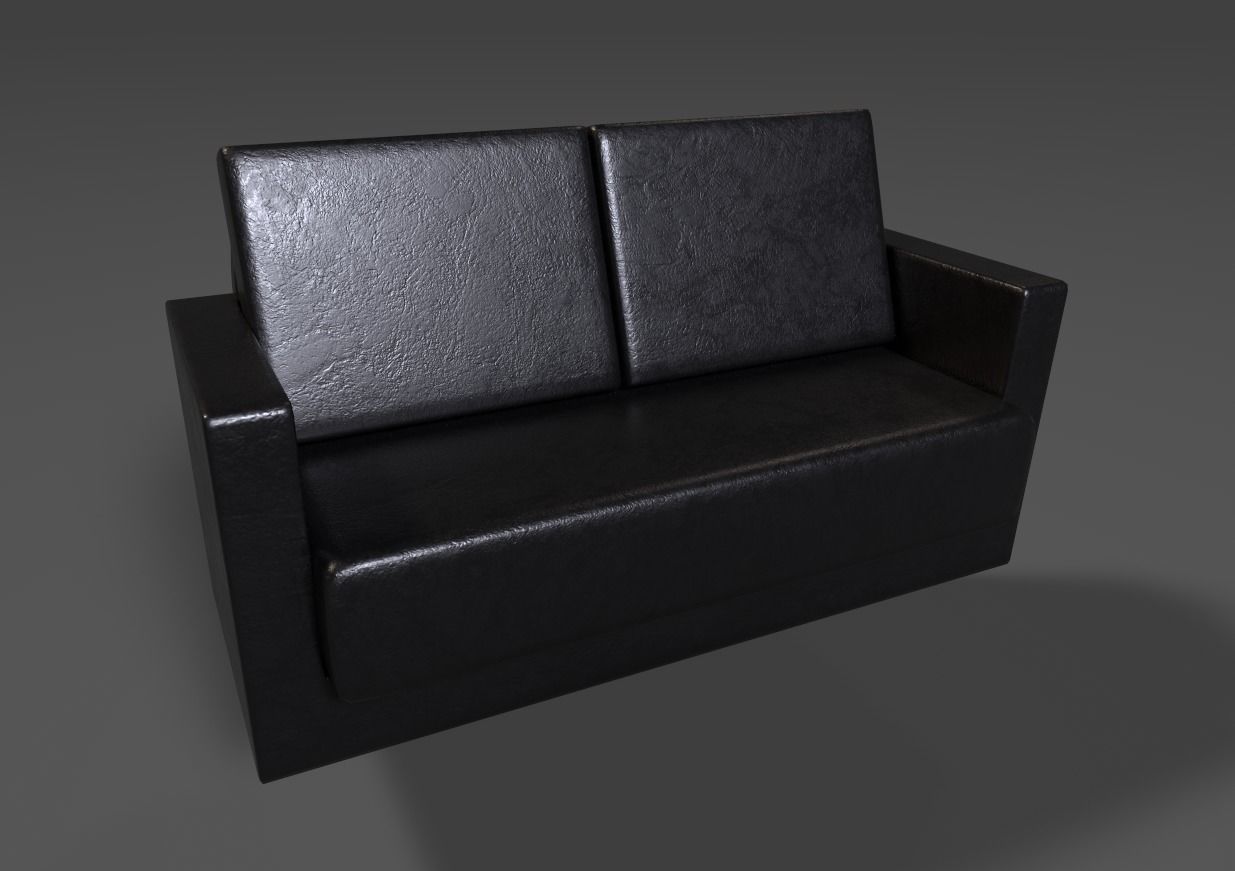 Leather Sofa Low-poly 3D model_4