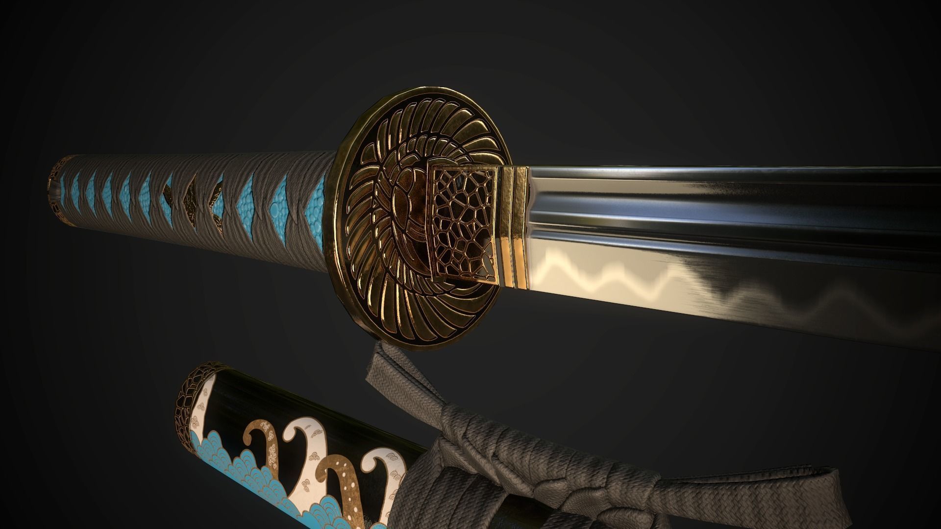 Katana 01 Low-poly 3D model_6