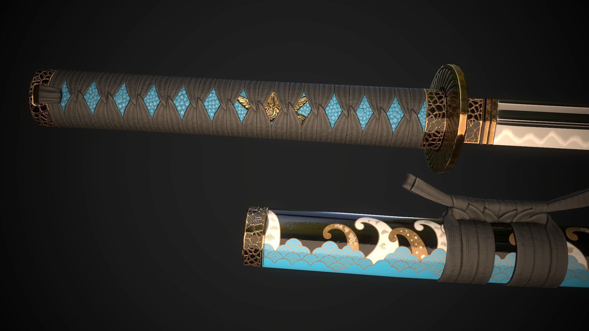 Katana 01 Low-poly 3D model_5