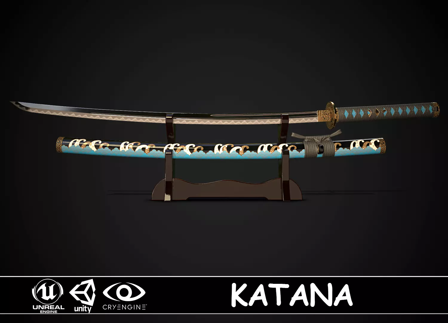 Katana 01 Low-poly 3D model_0