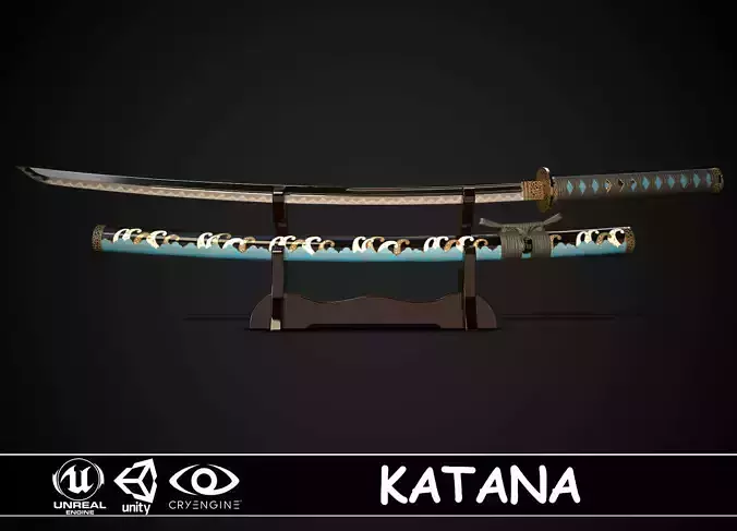 Katana 01 Low-poly 3D model Katana 01 Low-poly 3D model