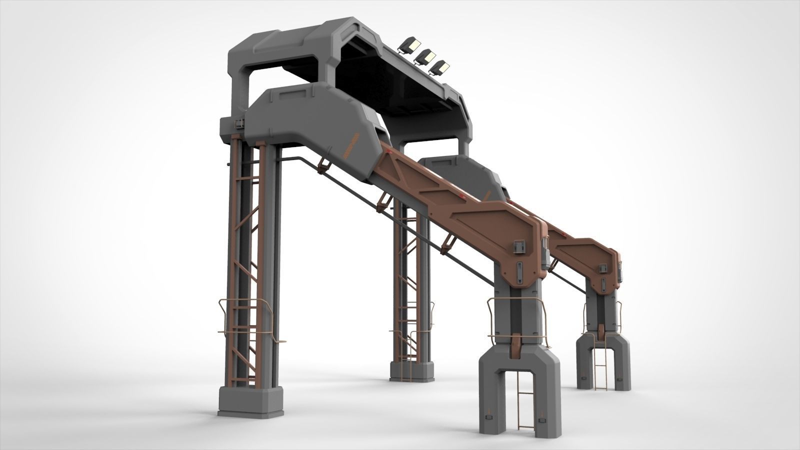 sci-fi Architecture kitbash 1 3D model_6