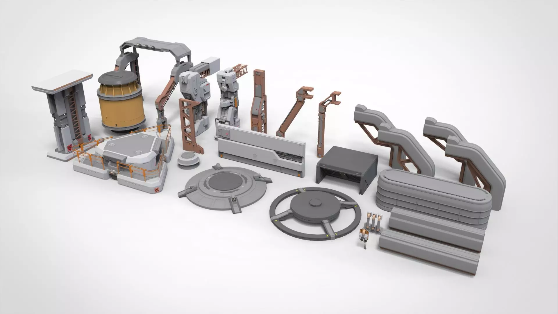 sci-fi Architecture kitbash 1 3D model_0