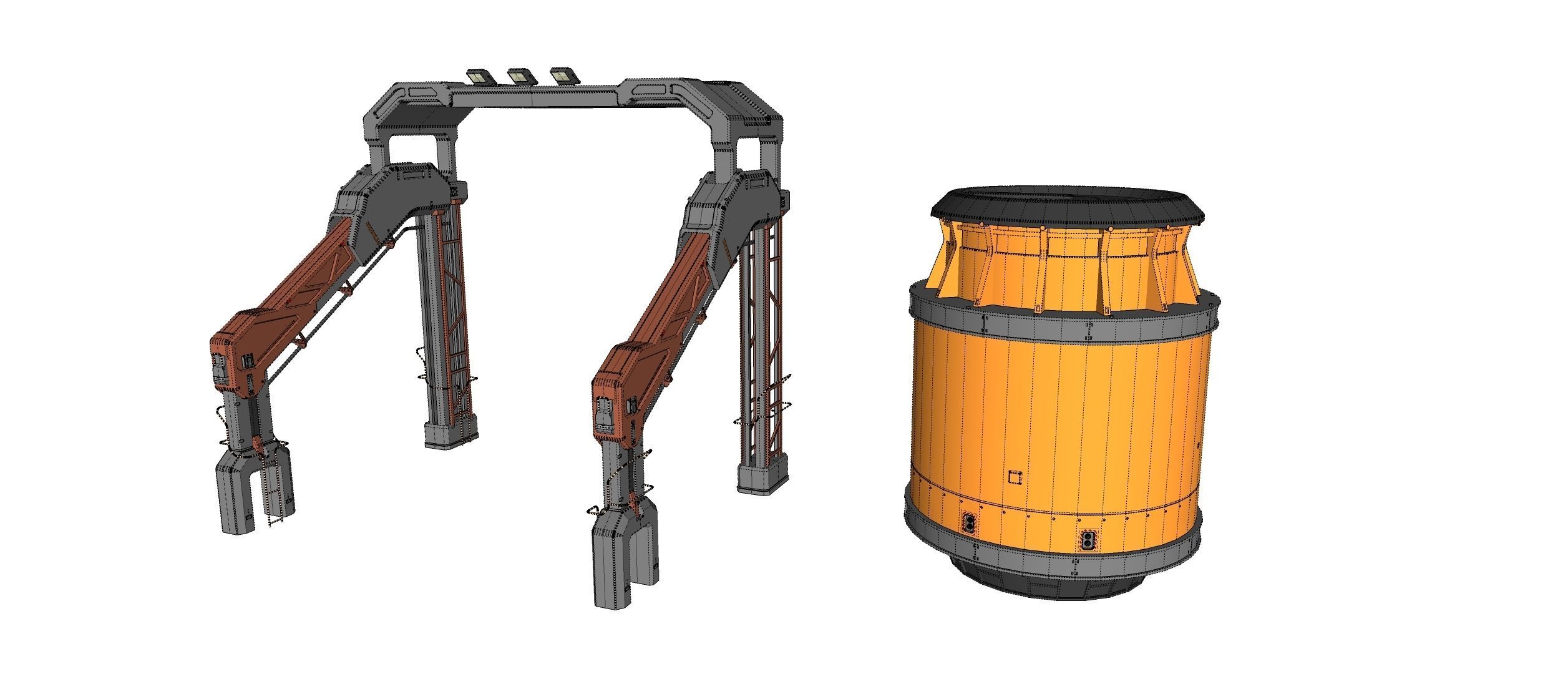 sci-fi Architecture kitbash 1 3D model_28