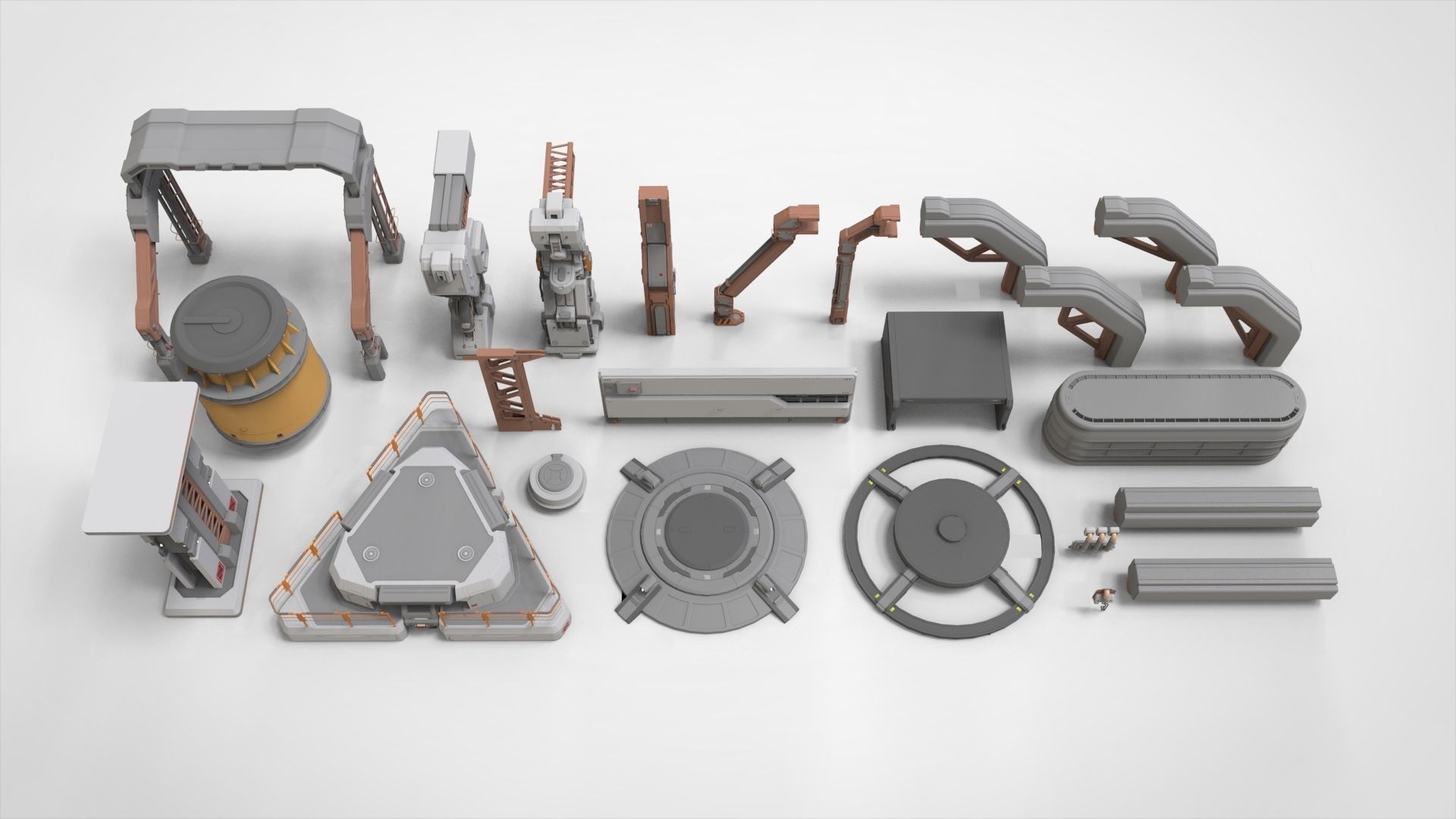 sci-fi Architecture kitbash 1 3D model_2