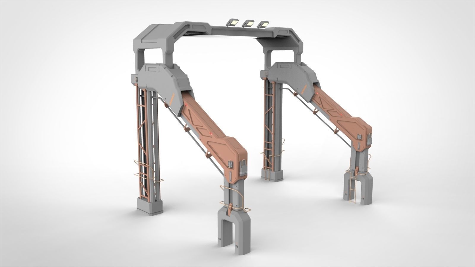 sci-fi Architecture kitbash 1 3D model_3