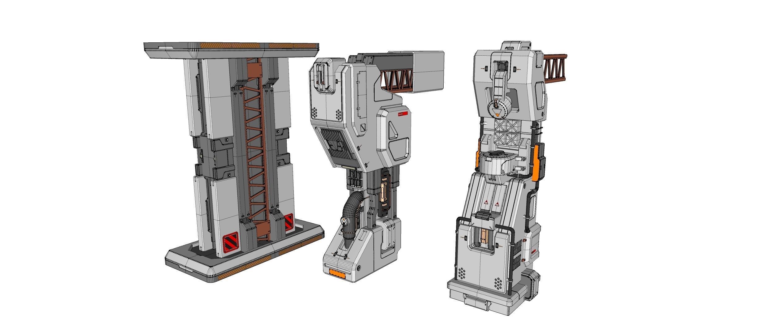 sci-fi Architecture kitbash 1 3D model_29