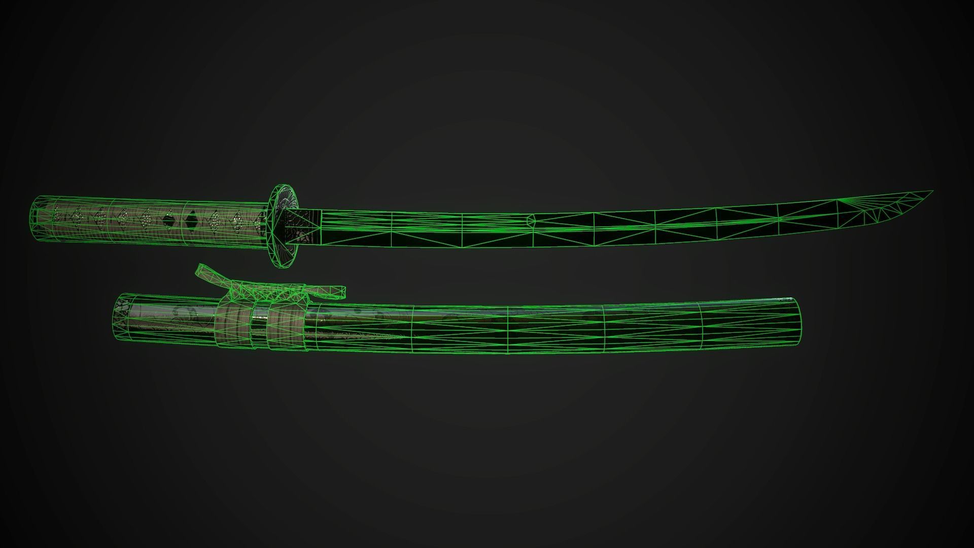 Wakizashi 01 Low-poly 3D model_9