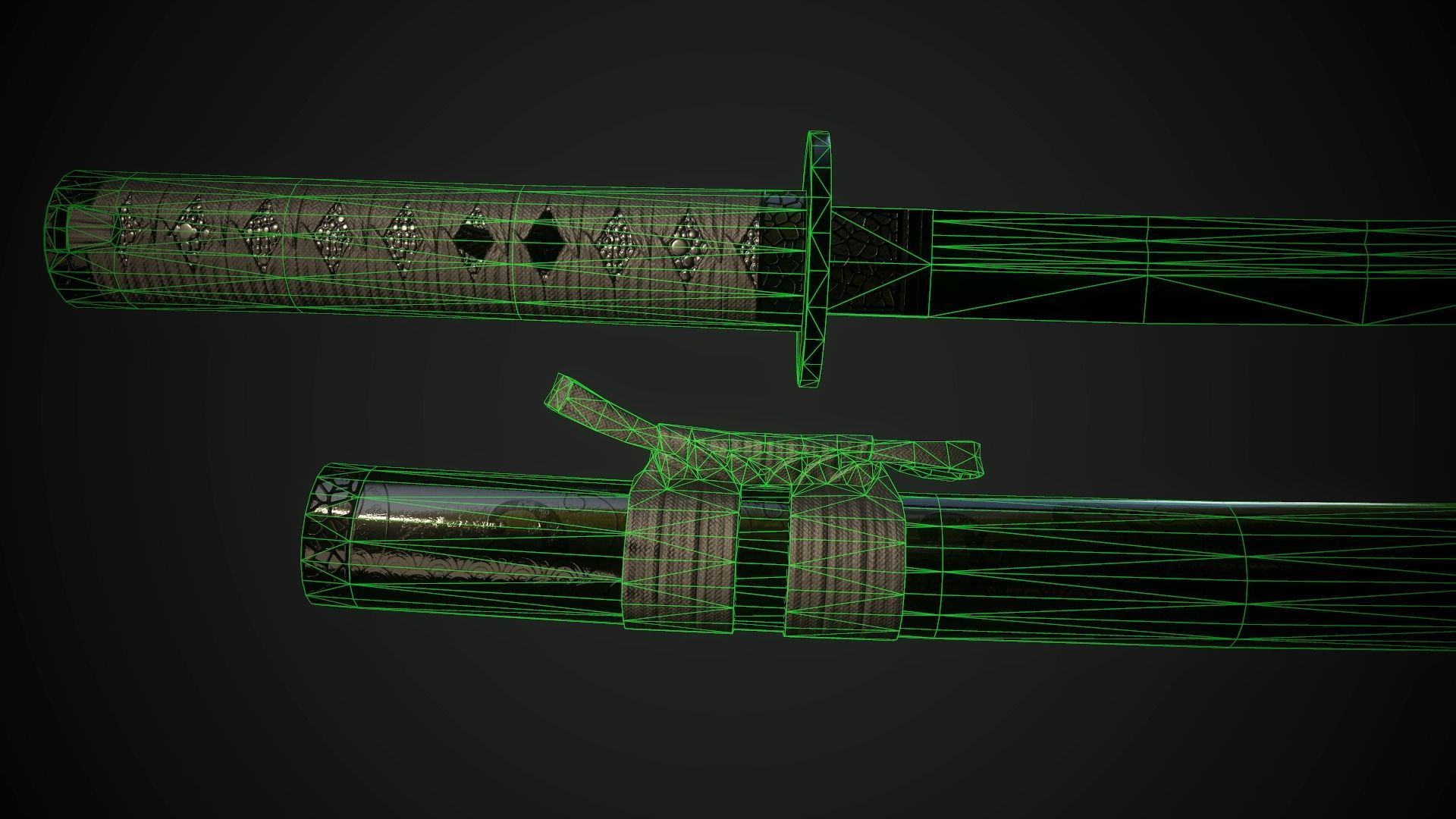 Wakizashi 01 Low-poly 3D model_10