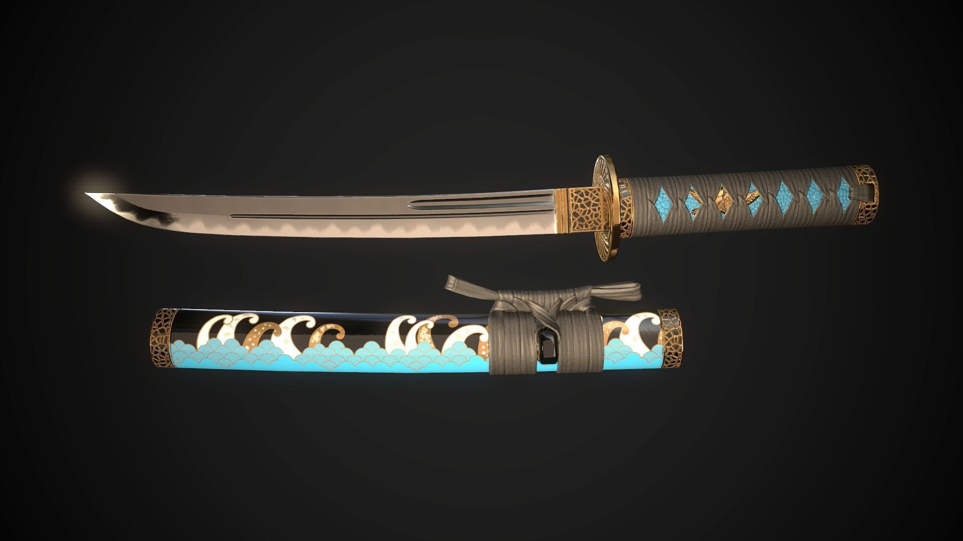 Tanto 01 Low-poly 3D model_2