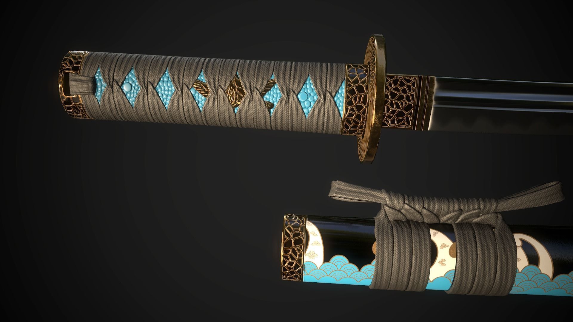 Tanto 01 Low-poly 3D model_5