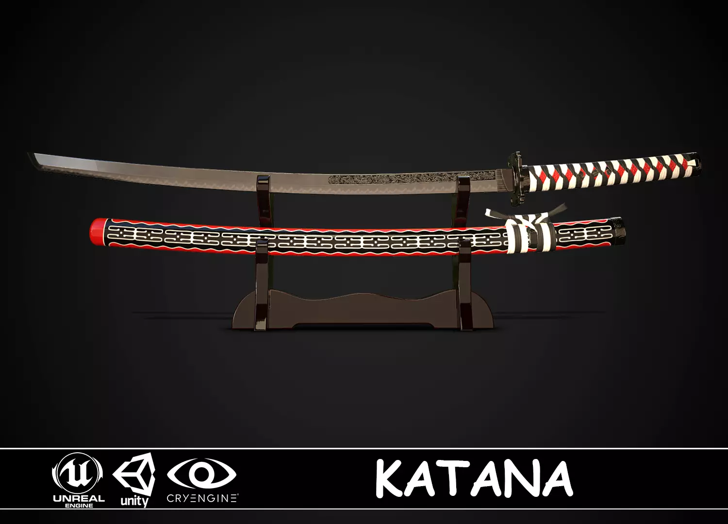 Katana 02 Low-poly 3D model_0