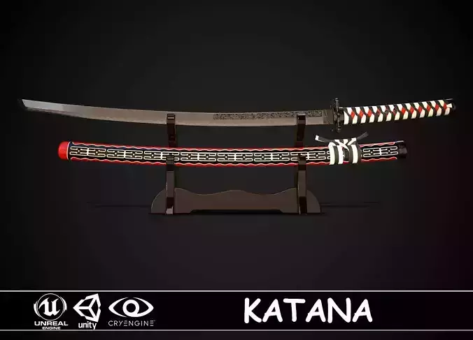 Katana 02 Low-poly 3D model Katana 02 Low-poly 3D model