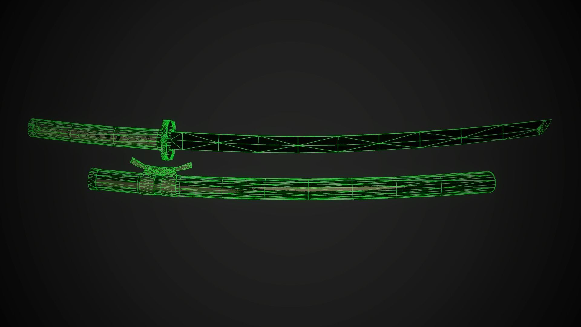 Katana 02 Low-poly 3D model_9