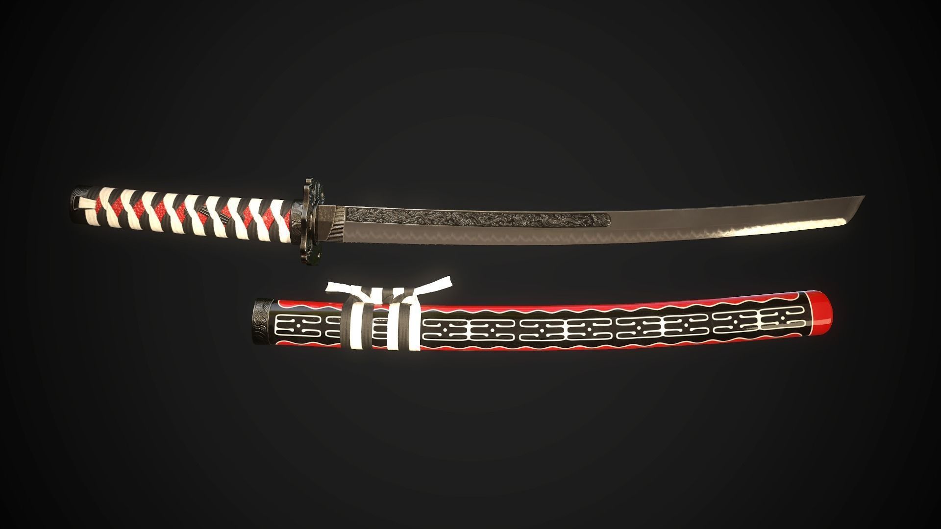 Wakizashi 02 Low-poly 3D model_1