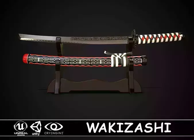 Wakizashi 02 Low-poly 3D model Wakizashi 02 Low-poly 3D model