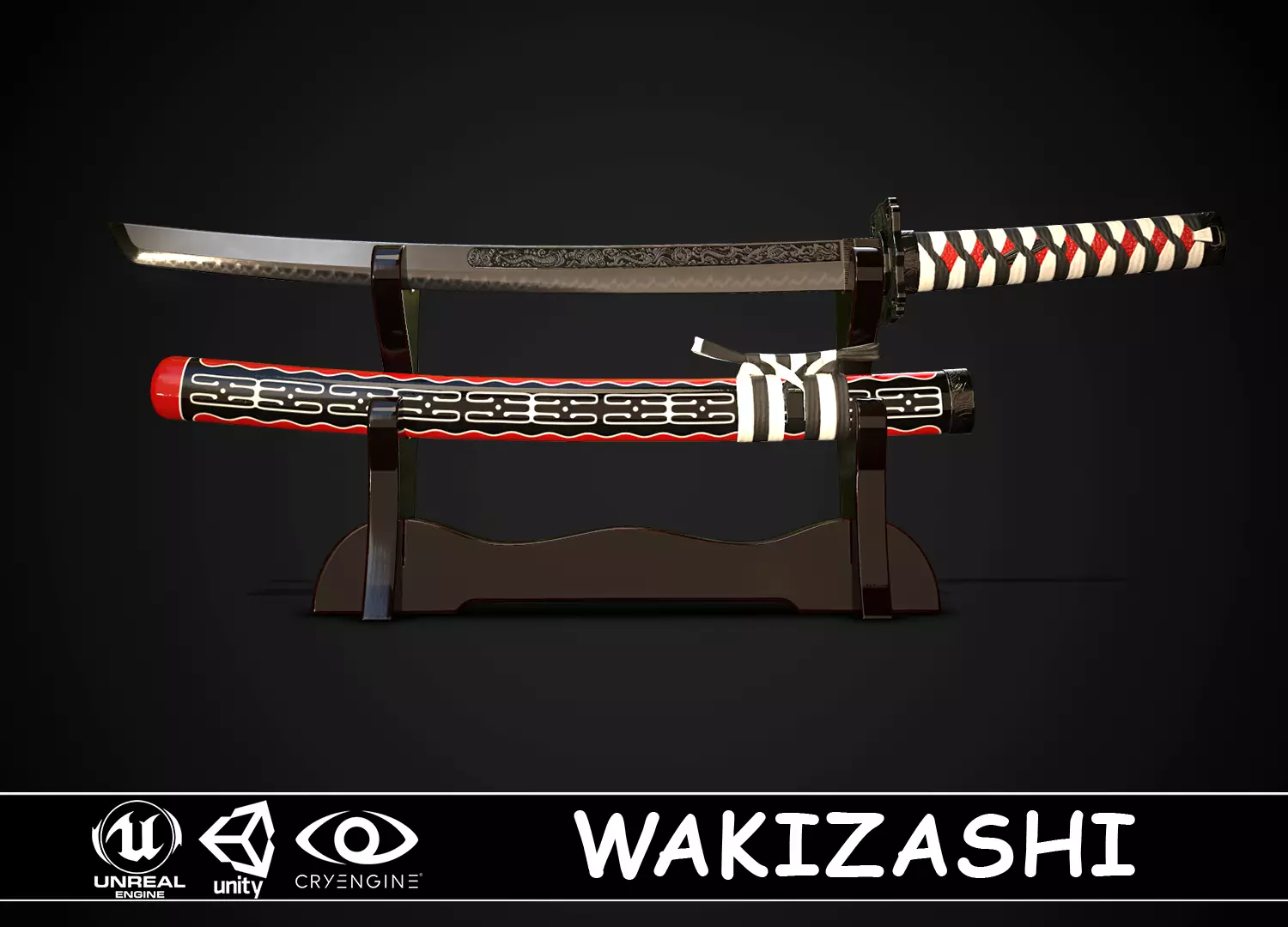 Wakizashi 02 Low-poly 3D model_0