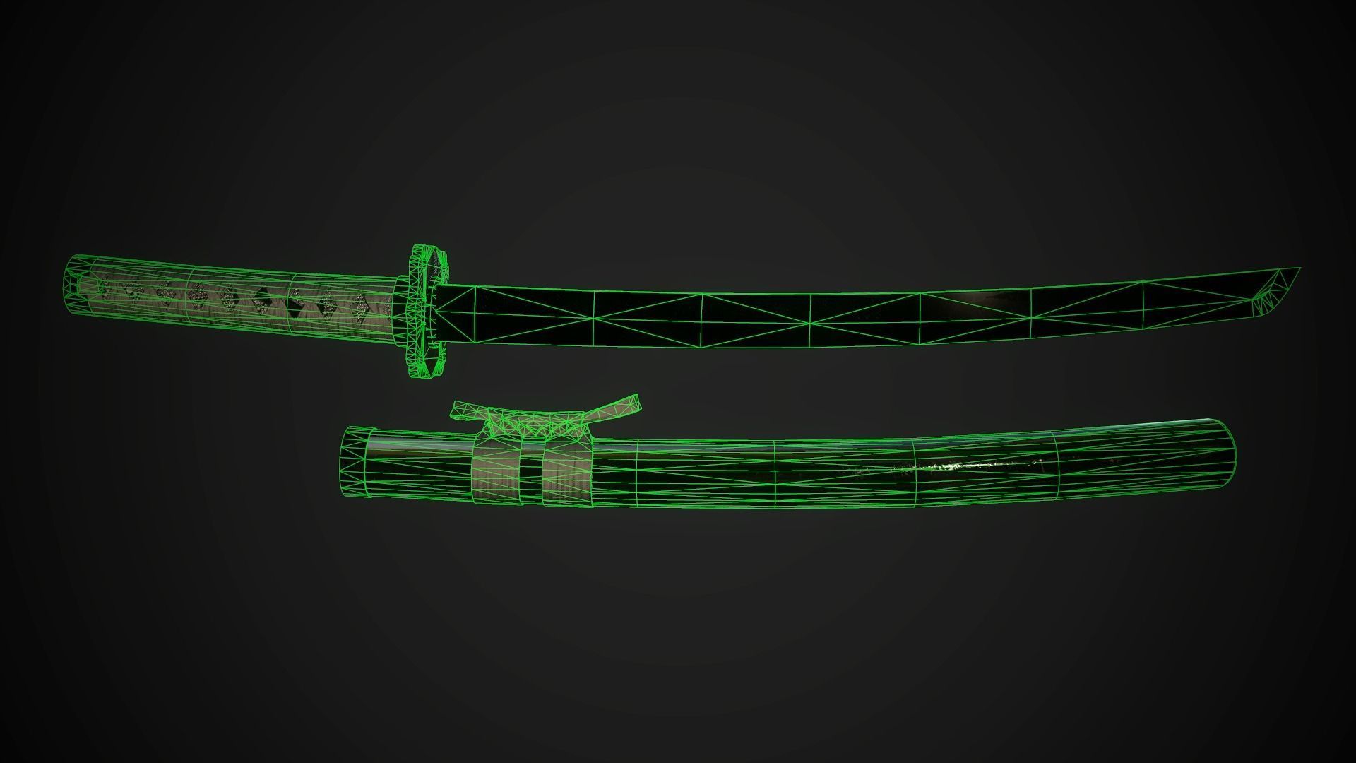 Wakizashi 02 Low-poly 3D model_9