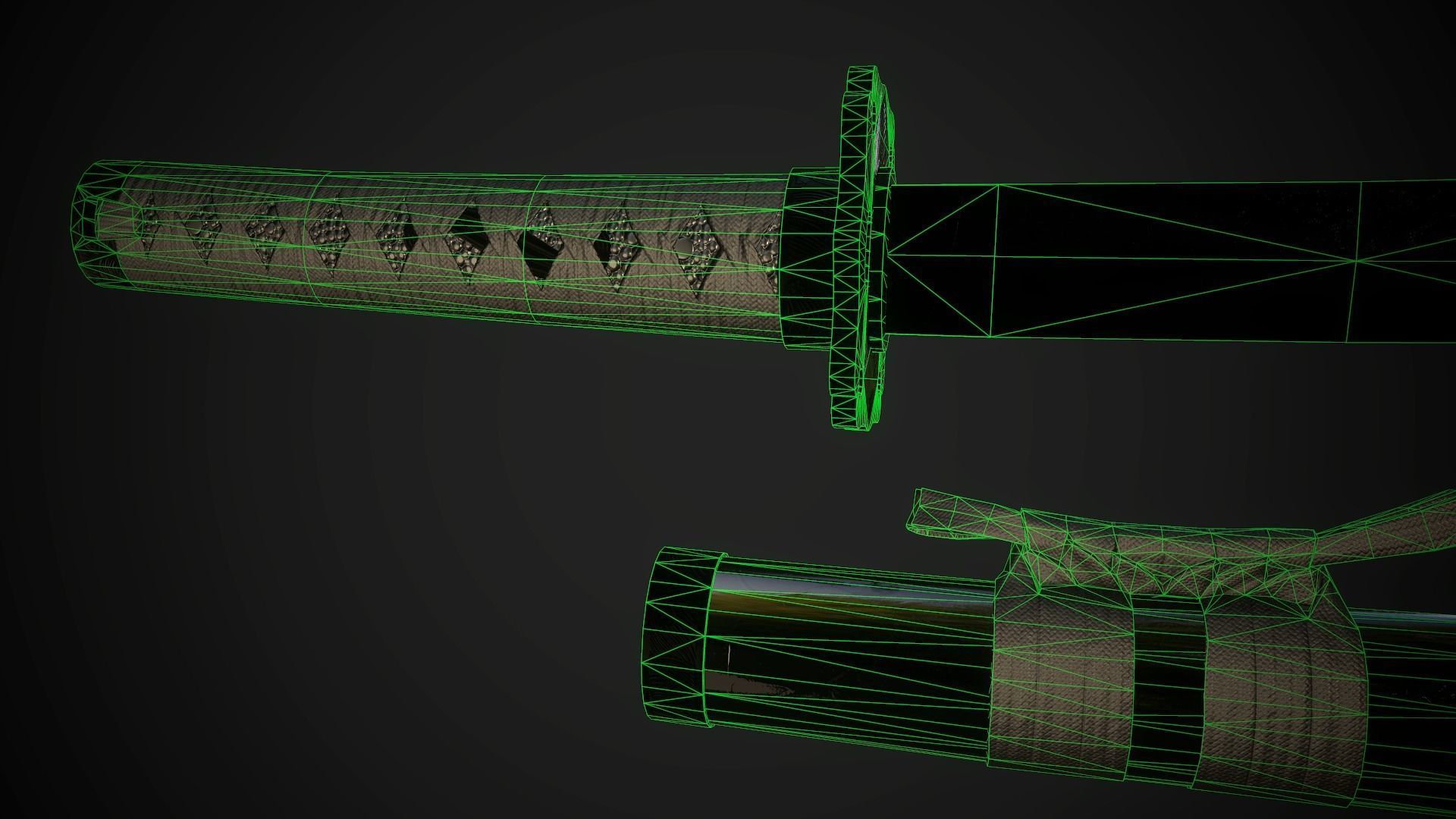 Wakizashi 02 Low-poly 3D model_10